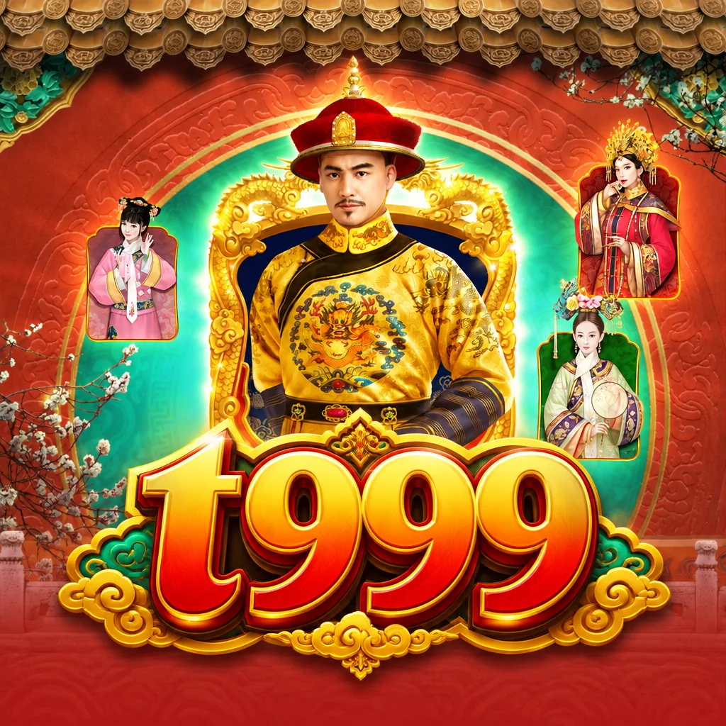 Logo t999 menampilkan kaisar dan para permaisuri kerajaan dalam game Emperors Favour